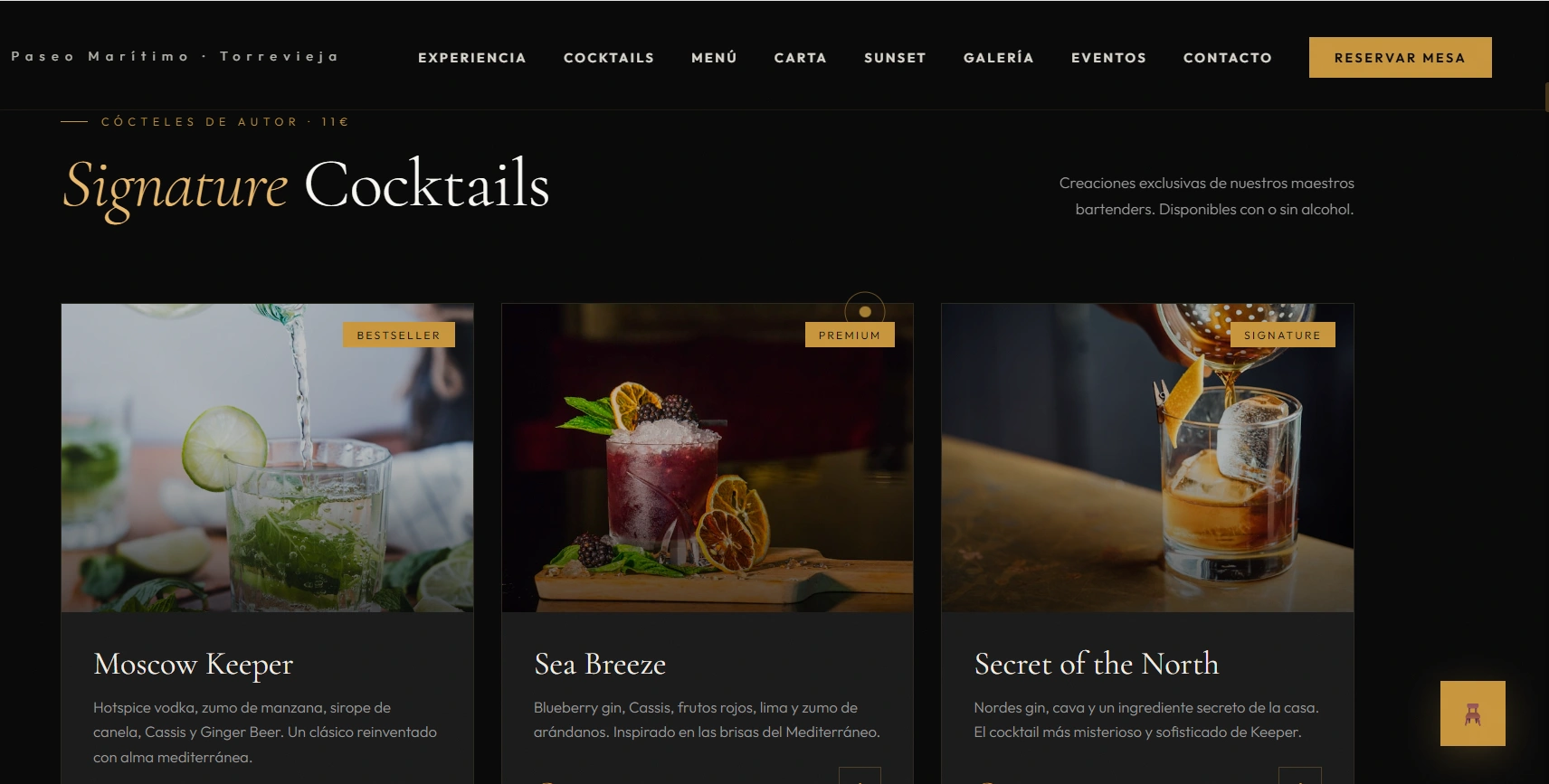 Plantilla web para bar de playa