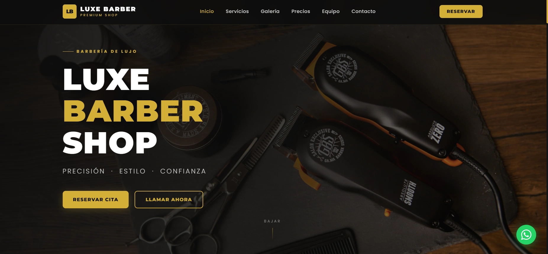 Plantilla web para barbería