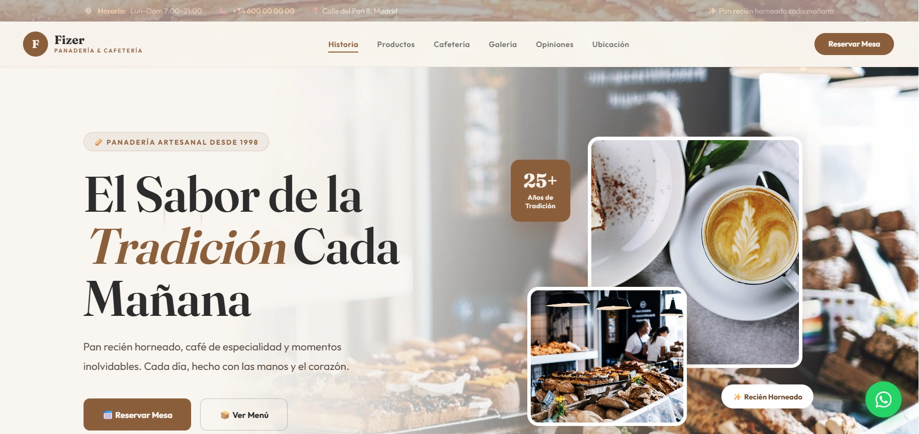 Plantilla web para panadería y cafetería