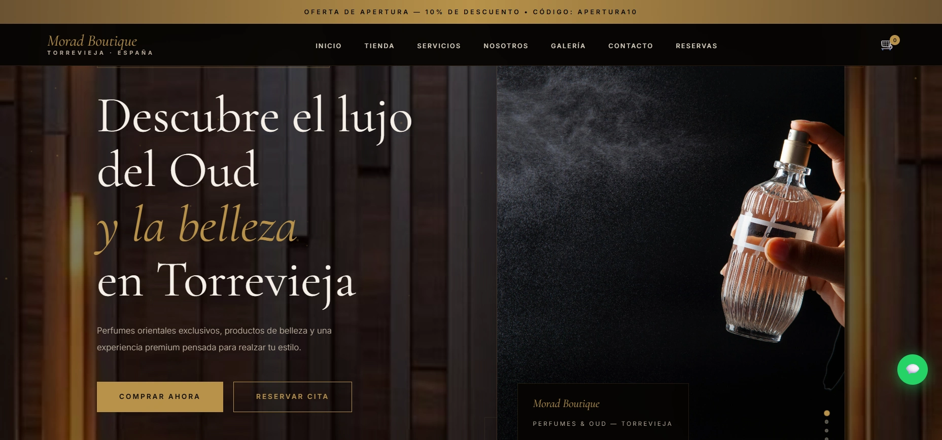 Plantilla web para perfumería y tienda de belleza